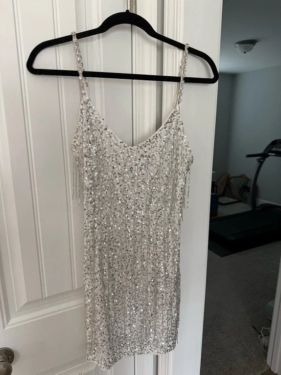 Show Me Your Mumu White Sequin Fringe Dress - Picture 1 of 3